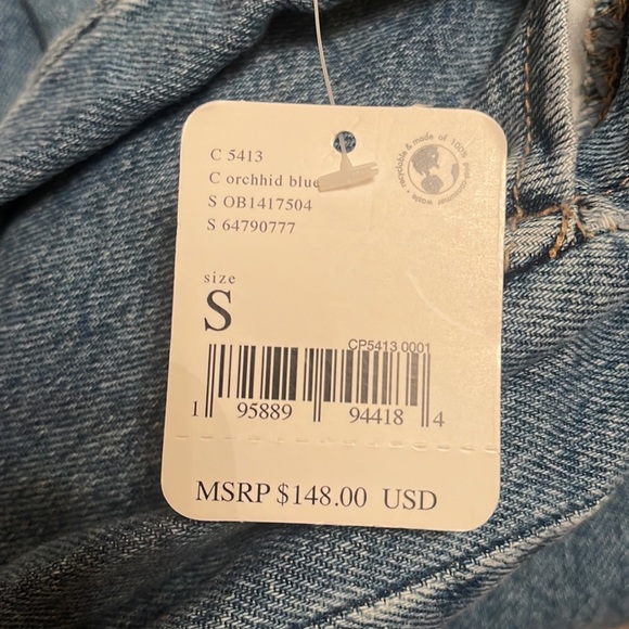 ✨Host Pick ✨𝓯𝓹 Free People ~ Kendra Medium Wash Denim Tie-Back Flared Jumpsuit - Picture 14 of 14